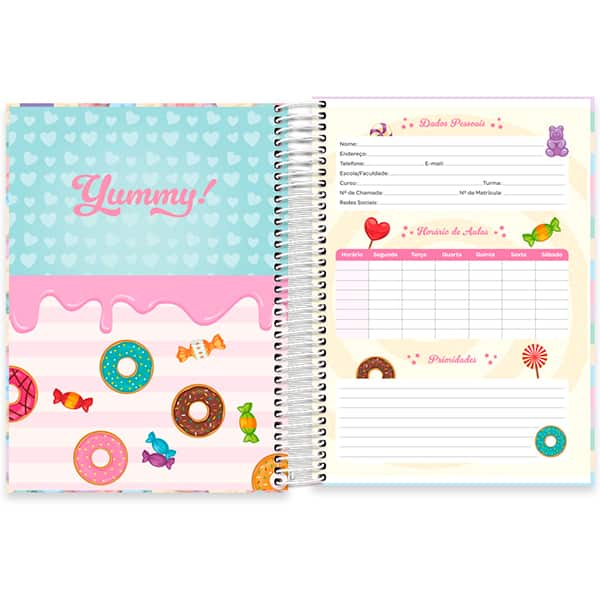 Caderno Universitário Capa Dura, 10 x 1, 160 Folhas, Candy, 2523683, Spiral Can - PT 1 UN