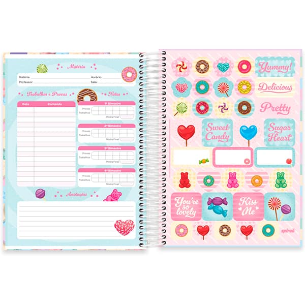 Caderno Universitário Capa Dura, 10 x 1, 160 Folhas, Candy, 2523683, Spiral Can - PT 1 UN