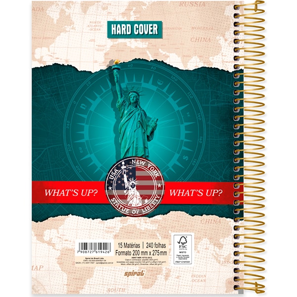 Caderno univ.capa dura 15x1 240fls Hard Cover 2519426 Spiral Har PT 1 UN