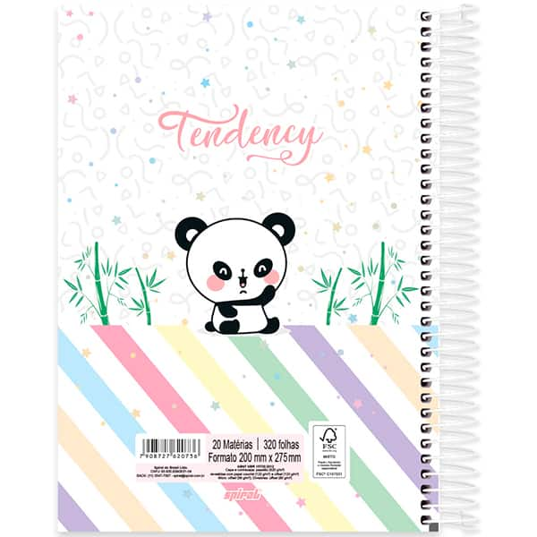 Caderno Universitário Capa Dura, 20 x 1, 320 Folhas, Panda Love, 2520736, Spiral Ten - PT 1 UN