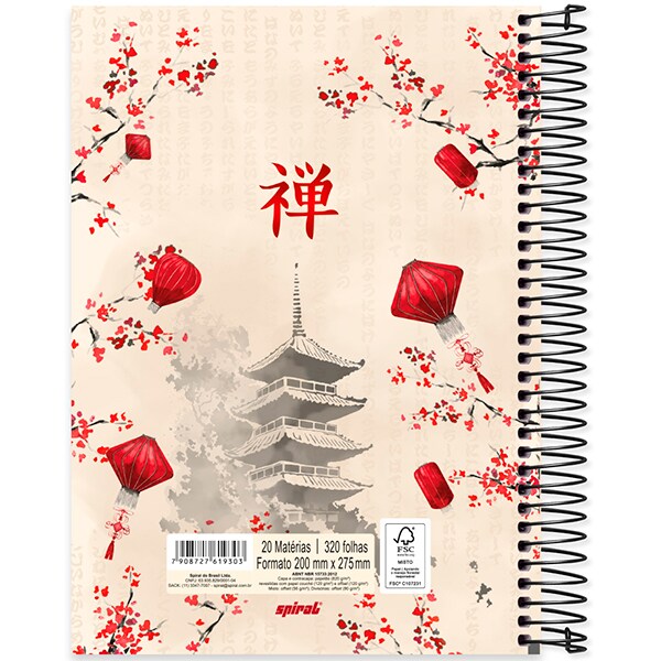 Caderno Universitário Capa Dura, 20 x 1, 320 Folhas, Zen, 2519303, Spiral Zen - PT 1 UN