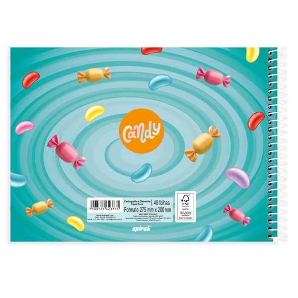 Caderno Cartografia e Desenho Capa Dura 48 Folhas, Candy, 2523775, Spiral Can - PT 1 UN