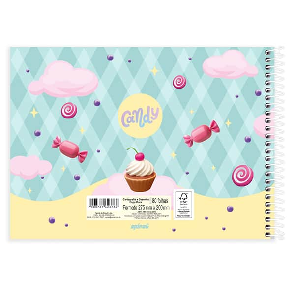 Caderno Cartografia e Desenho Capa Dura 80 Folhas, Candy, 2523782, Spiral Can - PT 1 UN