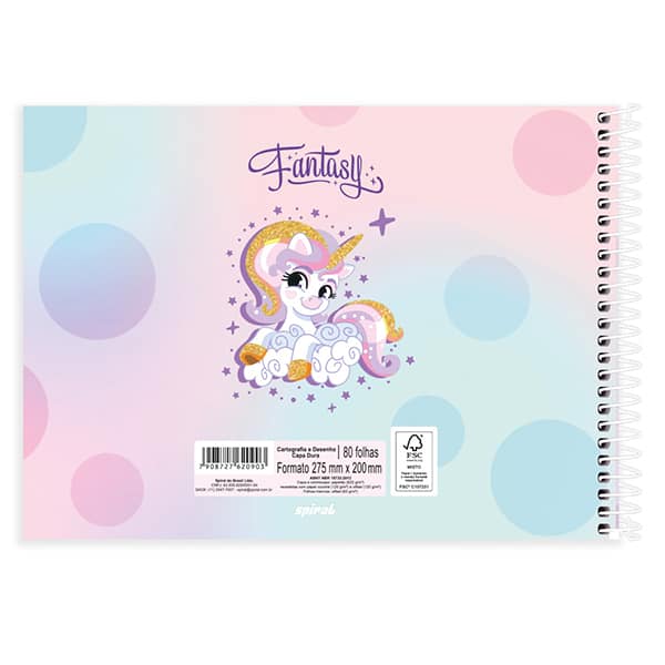 Caderno cartografia capa dura 80fls Fantasy 2520903 Spiral Fan PT 1 UN