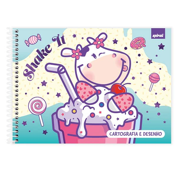 Caderno Cartografia e Desenho Capa Dura 80 Folhas, Pop Pet, 2520910, Spiral Pop - PT 1 UN