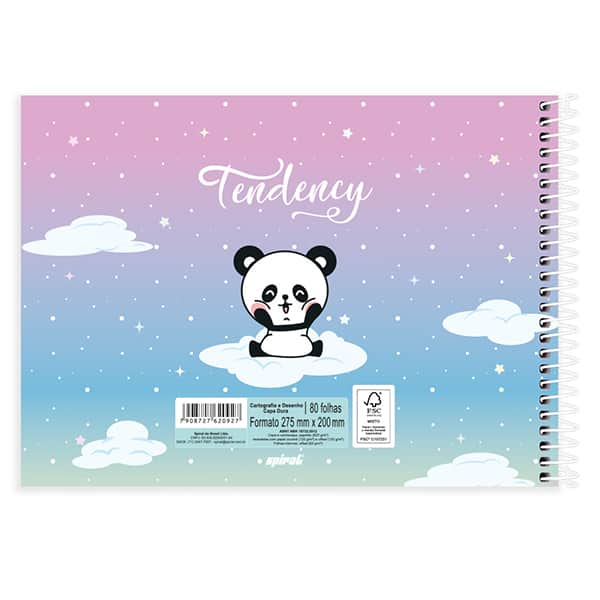 Caderno Cartografia e Desenho Capa Dura 80 Folhas, Panda, 2520927, Spiral Ten - PT 1 UN