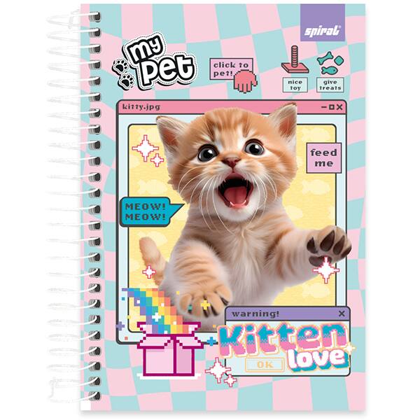 Caderno 1/4 espiral capa dura, 1 matéria, 80 folhas, My Pet, 2521085, Spiral Pet - PT 1 UN