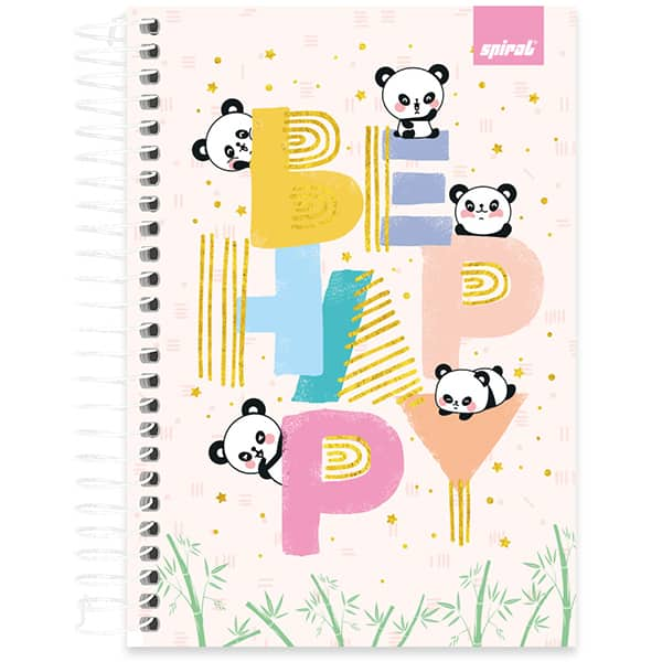 Caderno 1/4 espiral capa dura, 1 matéria, 80 folhas, Panda, 2521092, Spiral Ten - PT 1 UN