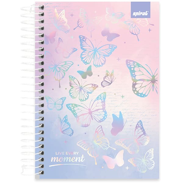 Caderno 1/4 espiral capa dura, 1 matéria, 160 folhas, Flutter, 2521139, Spiral Flu - PT 1 UN