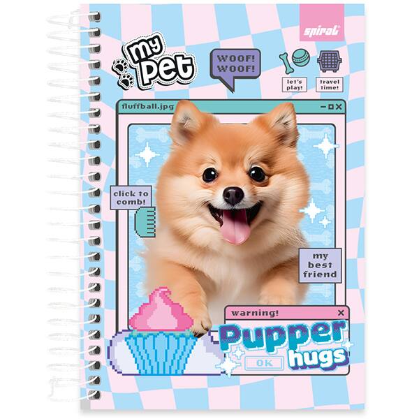 Caderno 1/4 espiral capa dura, 1 matéria, 160 folhas, My Pet, 2521146, Spiral Pet - PT 1 UN