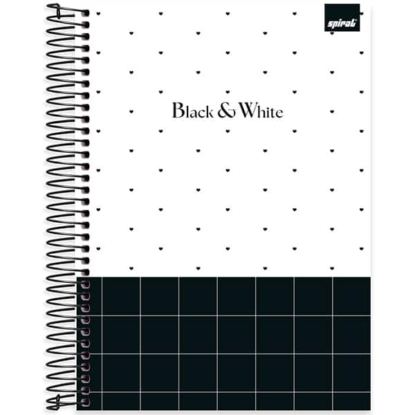 Caderno Universitário Capa Dura, 15 x 1, 240 Folhas, Black & White, 2527308, Spiral B&W - PT 1 UN