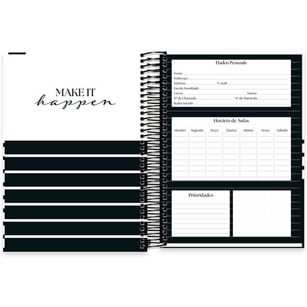 Caderno Universitário Capa Dura, 20 x 1, 320 Folhas, Black & White, 2527315, Spiral B&W - PT 1 UN