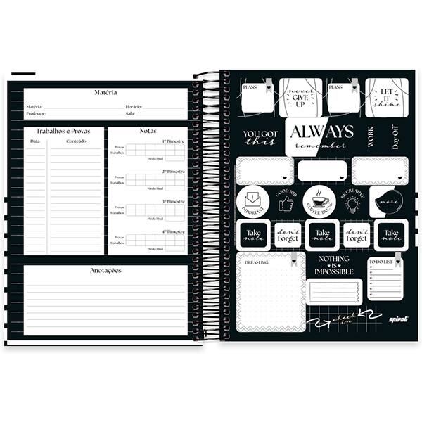 Caderno Universitário Capa Dura, 20 x 1, 320 Folhas, Black & White, 2527315, Spiral B&W - PT 1 UN