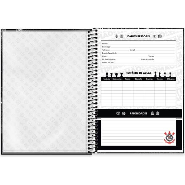 Caderno Universitário Capa Dura, 1x1, 160 Folhas, Corinthians, Vai Corinthians, 2754038, Spiral Sccp - PT 1 UN Caderno Universitário Capa Dura, 1x1, 160 Folhas, Corinthians, Vai Corinthians, 2754038, Spiral Sccp - PT 1 UN