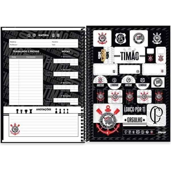 Caderno Universitário Capa Dura, 1x1, 80 Folhas, Corinthians, Grito da Torcida, 2754045, Spiral Sccp - PT 1 UN Caderno Universitário Capa Dura, 1x1, 80 Folhas, Corinthians, Grito da Torcida, 2754045, Spiral Sccp - PT 1 UN