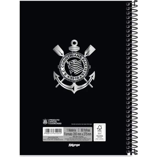 Caderno Universitário Capa Dura, 1x1, 80 Folhas, Corinthians, Grito da Torcida, 2754045, Spiral Sccp - PT 1 UN Caderno Universitário Capa Dura, 1x1, 80 Folhas, Corinthians, Grito da Torcida, 2754045, Spiral Sccp - PT 1 UN