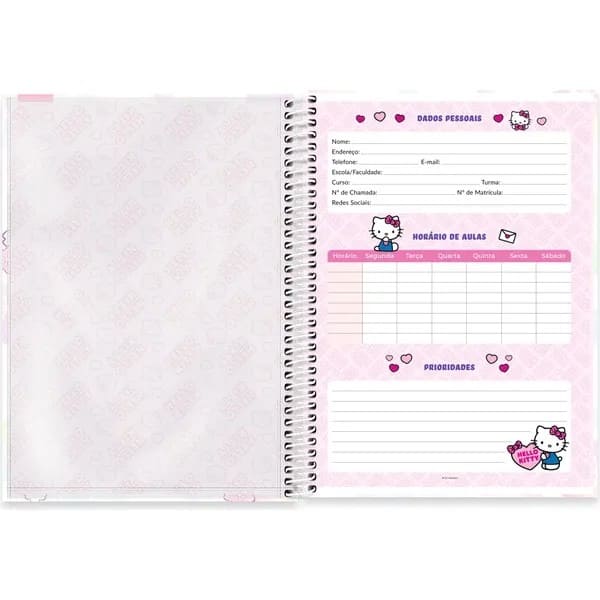 Caderno univ.capa dura 1x1 80fls Hello Kitty 2756391 Spiral Hki PT 1 UN