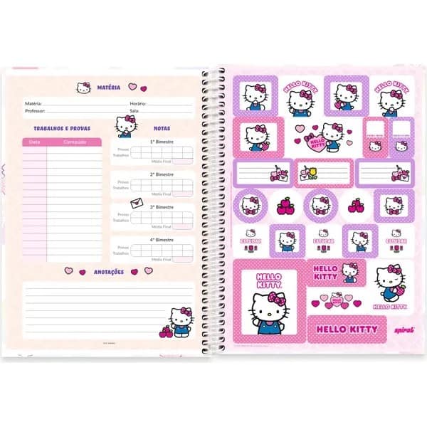 Caderno univ.capa dura 1x1 80fls Hello Kitty 2756391 Spiral Hki PT 1 UN
