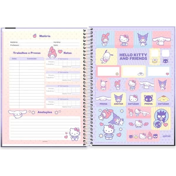 Caderno univ.capa dura 1x1 80fls H.Kitty Amig 2756742 Spiral Hka PT 1 UN