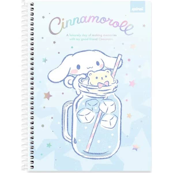 Caderno Universitário Capa Dura, 1 x 1, 80 Folhas, Hello Kitty e Amigos, Cinnamoroll, 2756766, Spiral Hka - PT 1 UN