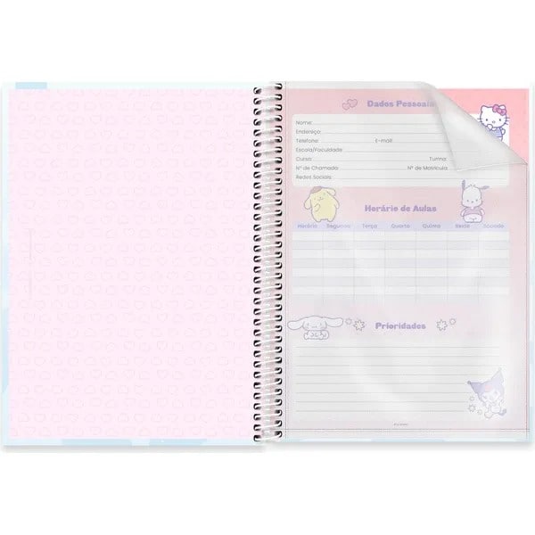 Caderno Universitário Capa Dura, 1 x 1, 80 Folhas, Hello Kitty e Amigos, Cinnamoroll, 2756766, Spiral Hka - PT 1 UN