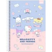 Caderno Universitário Capa Dura, 1 x 1, 80 Folhas, Hello Kitty e Amigos, 2760152, Spiral Hka - PT 1 UN