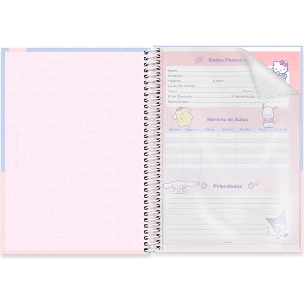 Caderno Universitário Capa Dura, 1 x 1, 80 Folhas, Hello Kitty e Amigos, 2760152, Spiral Hka - PT 1 UN