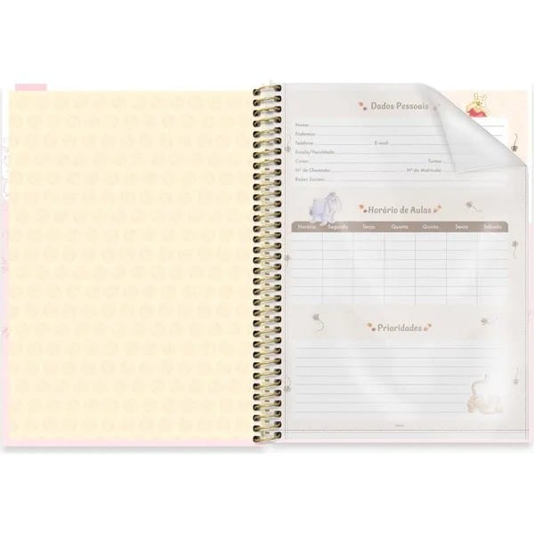 Caderno Universitário Capa Dura, 1 x 1, 80 Folhas, Ursinho Pooh, 2754083, Spiral Pooh - PT 1 UN