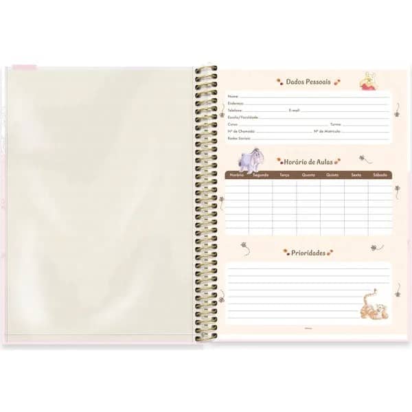 Caderno Universitário Capa Dura, 1 x 1, 80 Folhas, Ursinho Pooh, 2754083, Spiral Pooh - PT 1 UN