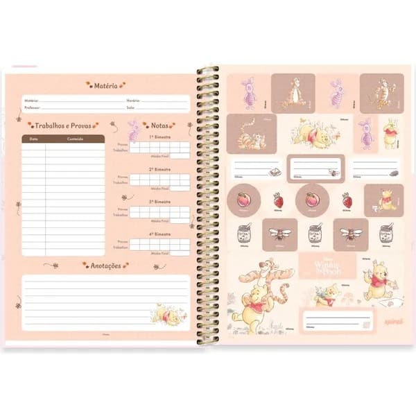 Caderno Universitário Capa Dura, 1 x 1, 80 Folhas, Ursinho Pooh, 2754083, Spiral Pooh - PT 1 UN