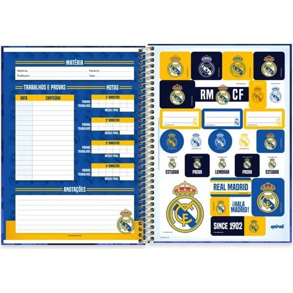 Caderno Universitário Capa Dura, 1x1, 80 folhas, Real Madrid FC, 2760176, Spiral Rea - PT 1 UN Caderno Universitário Capa Dura, 1x1, 80 folhas, Real Madrid FC, 2760176, Spiral Rea - PT 1 UN