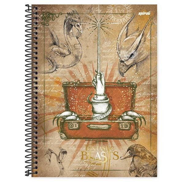 Caderno universitário capa dura 1x1 80 folhas, Animais Fantásticos, Spiral, 211539 - PT 1 UN