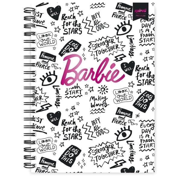 Caderno universitário capa dura 1x1 80 folhas, Barbie, Spiral, 211536 - PT 1 UN