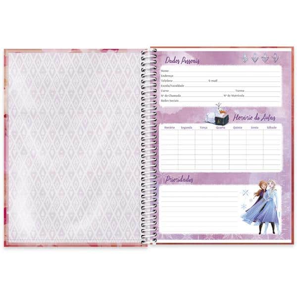 Caderno universitário capa dura 1x1 80 folhas, Disney Frozen, Spiral, 211690 - PT 1 UN