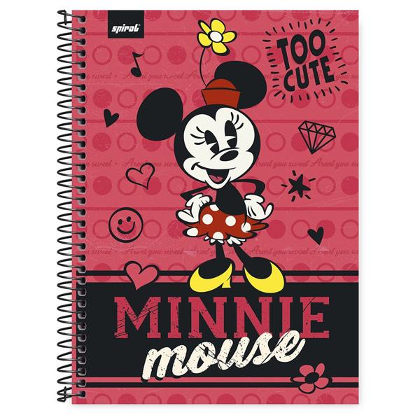 Caderno universitário capa dura 1x1 80 folhas, Disney Mickey & Minnie, Spiral, 211550 - PT 1 UN