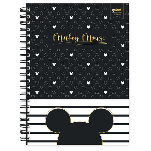 Caderno universitário capa dura 1x1 80 folhas, Disney Mickey PB, Spiral, 211553 - PT 1 UN