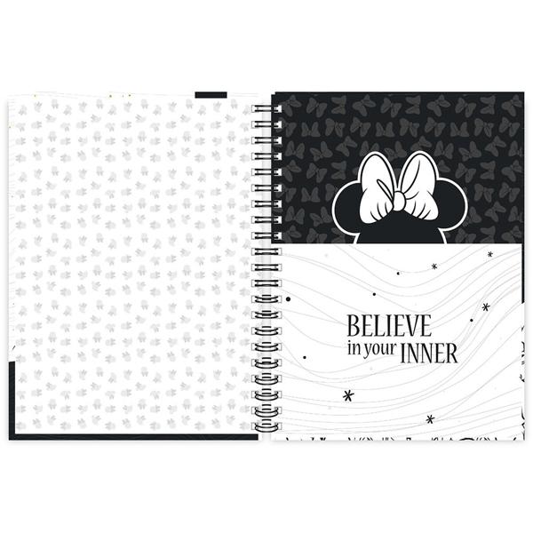 Caderno universitário capa dura 1x1 80 folhas, Disney Minnie PB, Spiral, 211556 - PT 1 UN