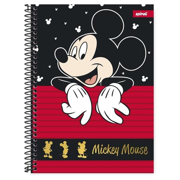 Caderno universitário capa dura 1x1 80 folhas, Mickey Disney Clássico, Spiral, 211551 - PT 1 UN