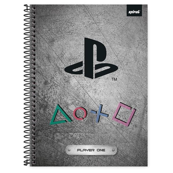 Caderno universitário capa dura 1x1 80 folhas, Playstation, Spiral, 211636 - PT 1 UN