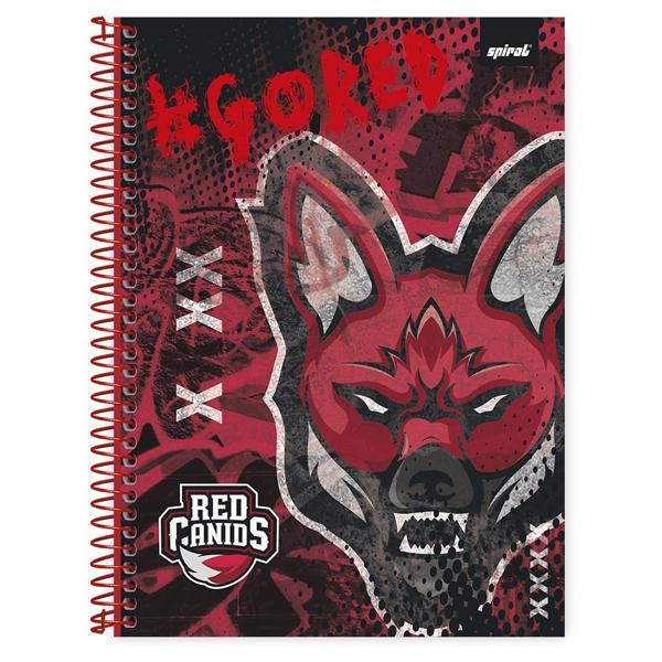 Caderno universitário capa dura 1x1 80 folhas, Red Canids, Spiral, 211646 - PT 1 UN