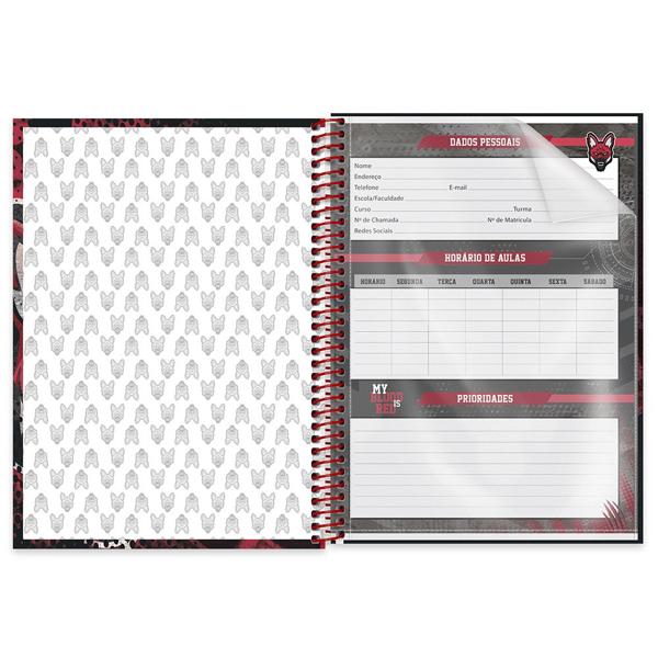 Caderno universitário capa dura 1x1 80 folhas, Red Canids, Spiral, 211646 - PT 1 UN