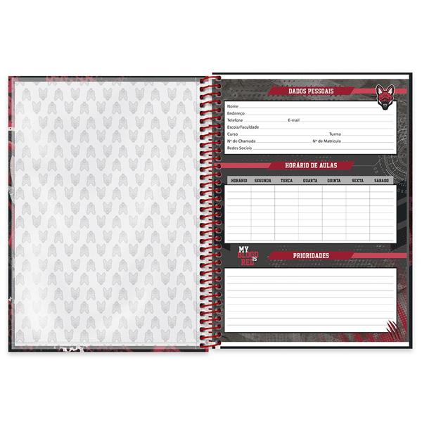 Caderno universitário capa dura 1x1 80 folhas, Red Canids, Spiral, 211646 - PT 1 UN