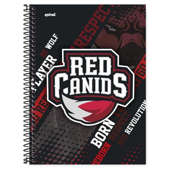 Caderno universitário capa dura 1x1 80 folhas, Red Canids, Spiral, 211647 - PT 1 UN