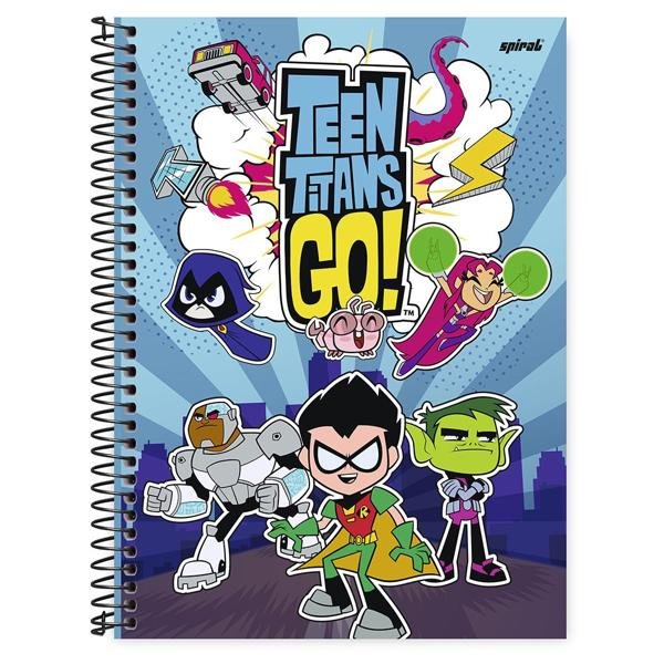 Caderno universitário capa dura 1x1 80 folhas, Jovens Titãns - Teen Titans Go, Spiral, 211653 - PT 1 UN