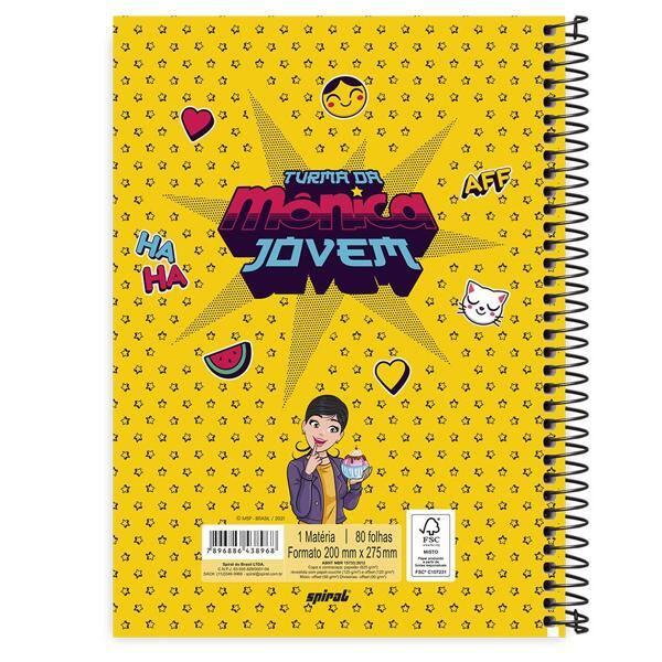 Caderno universitário capa dura 1x1 80 folhas, Turma da Mônica Jovem, Spiral, 211671 - PT 1 UN