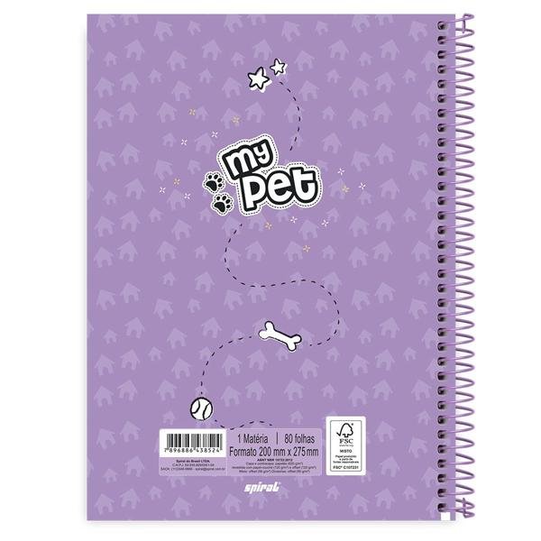 Caderno universitário capa dura 1x1 80 folhas, My Pet Yorkshire, Spiral, 211631 - PT 1 UN