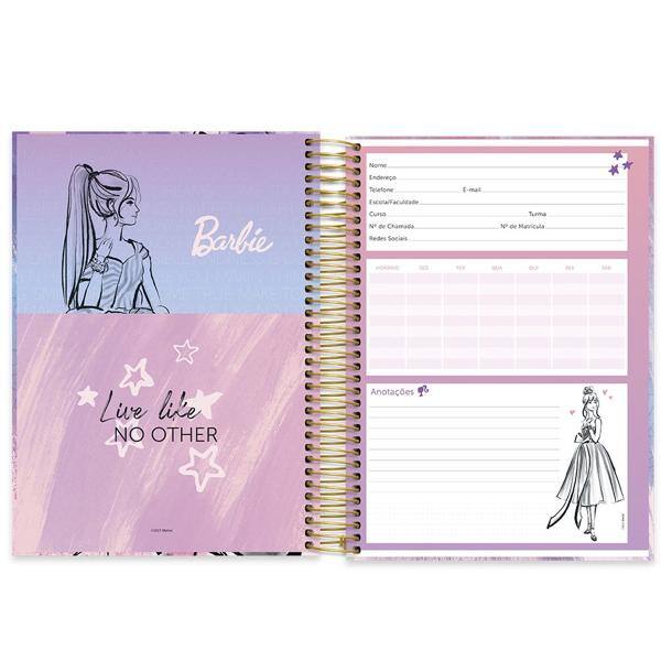 Caderno universitário capa dura 10x1 160 folhas, Barbie, Spiral, 211814 - PT 1 UN