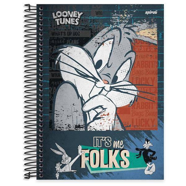 Caderno universitário capa dura 10x1 160 folhas, Looney Tunes Pernalonga, Spiral, 211869 - PT 1 UN