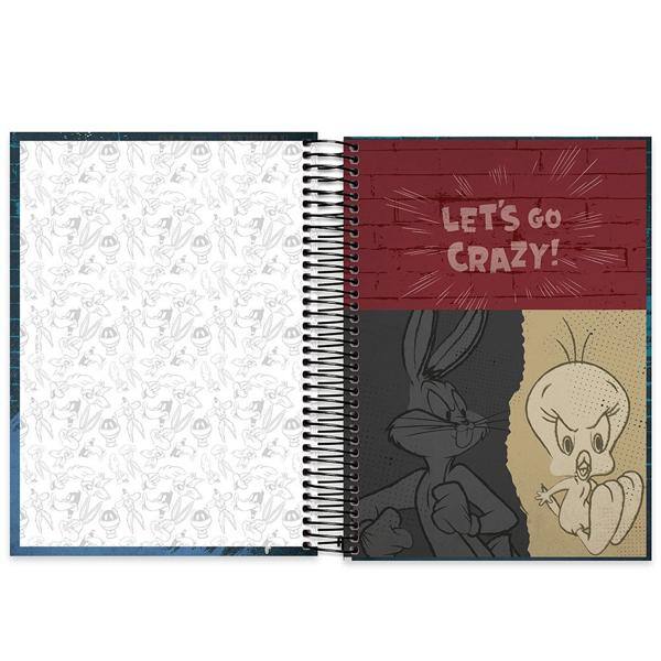 Caderno universitário capa dura 10x1 160 folhas, Looney Tunes Pernalonga, Spiral, 211869 - PT 1 UN