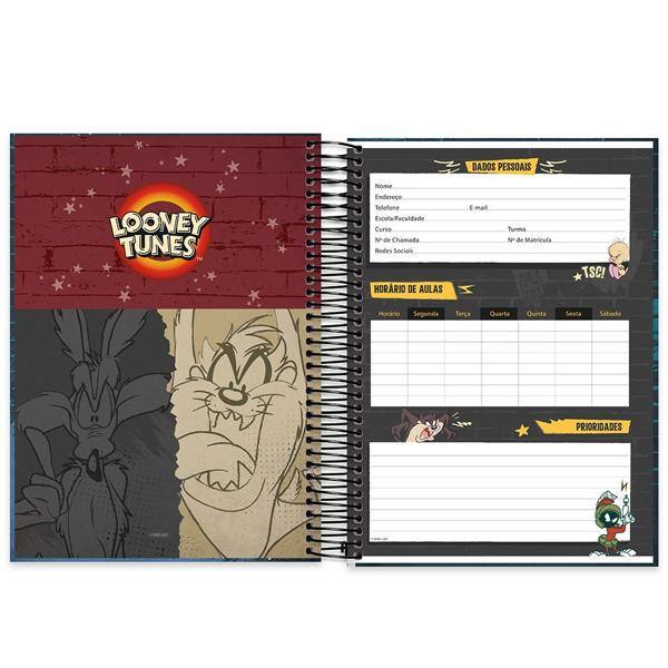 Caderno universitário capa dura 10x1 160 folhas, Looney Tunes Pernalonga, Spiral, 211869 - PT 1 UN